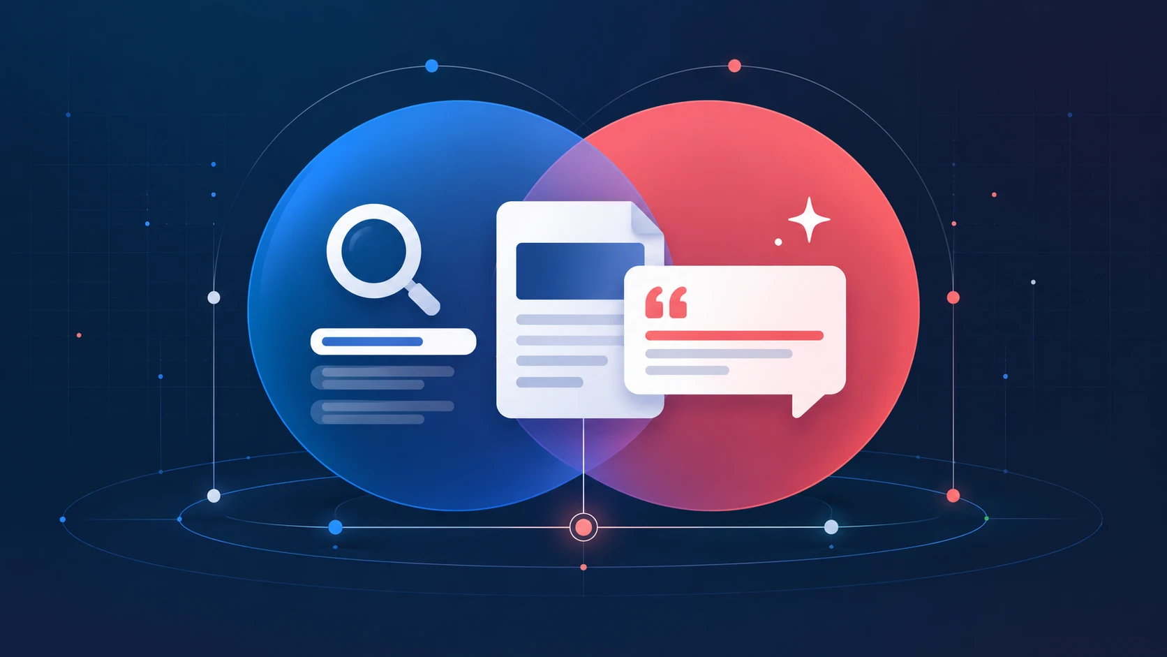 Dos círculos que se solapan y comparten una página citada, para explicar que el SEO y la optimización para IA son un mismo trabajo