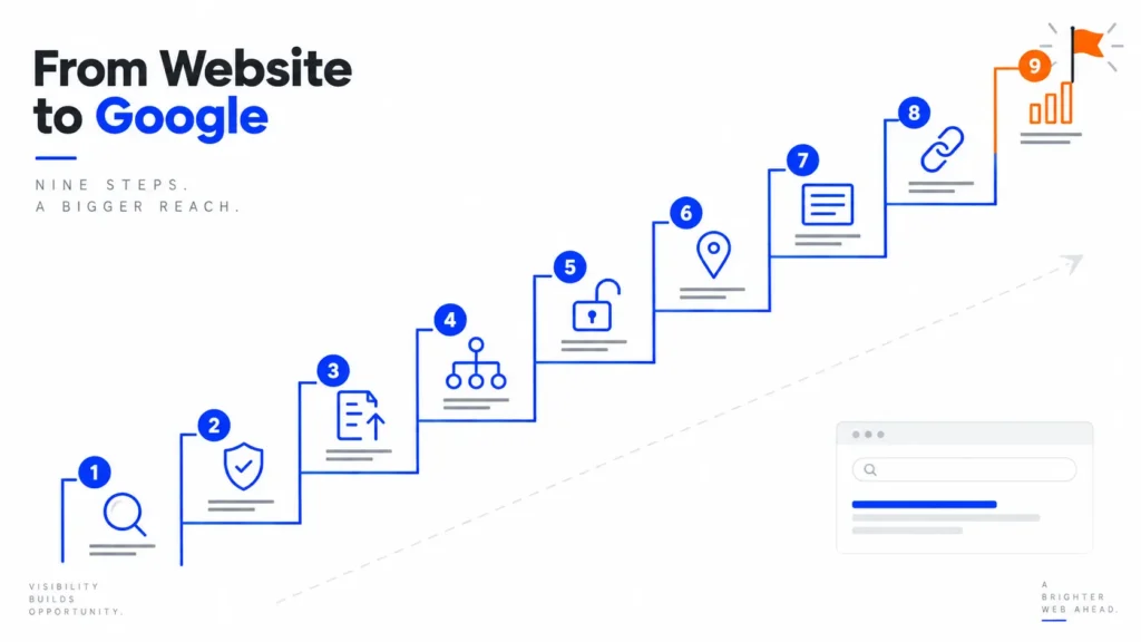 Los nueve pasos para que tu página web aparezca en Google, desde comprobar la indexación hasta medir en Search Console